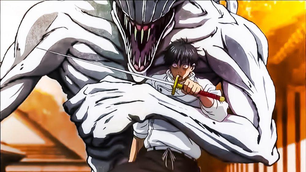 cuplikan Yuta dan roh kutukan Rika sedang bertarung. (dok. Viz Media/Jujutsu Kaisen 0)