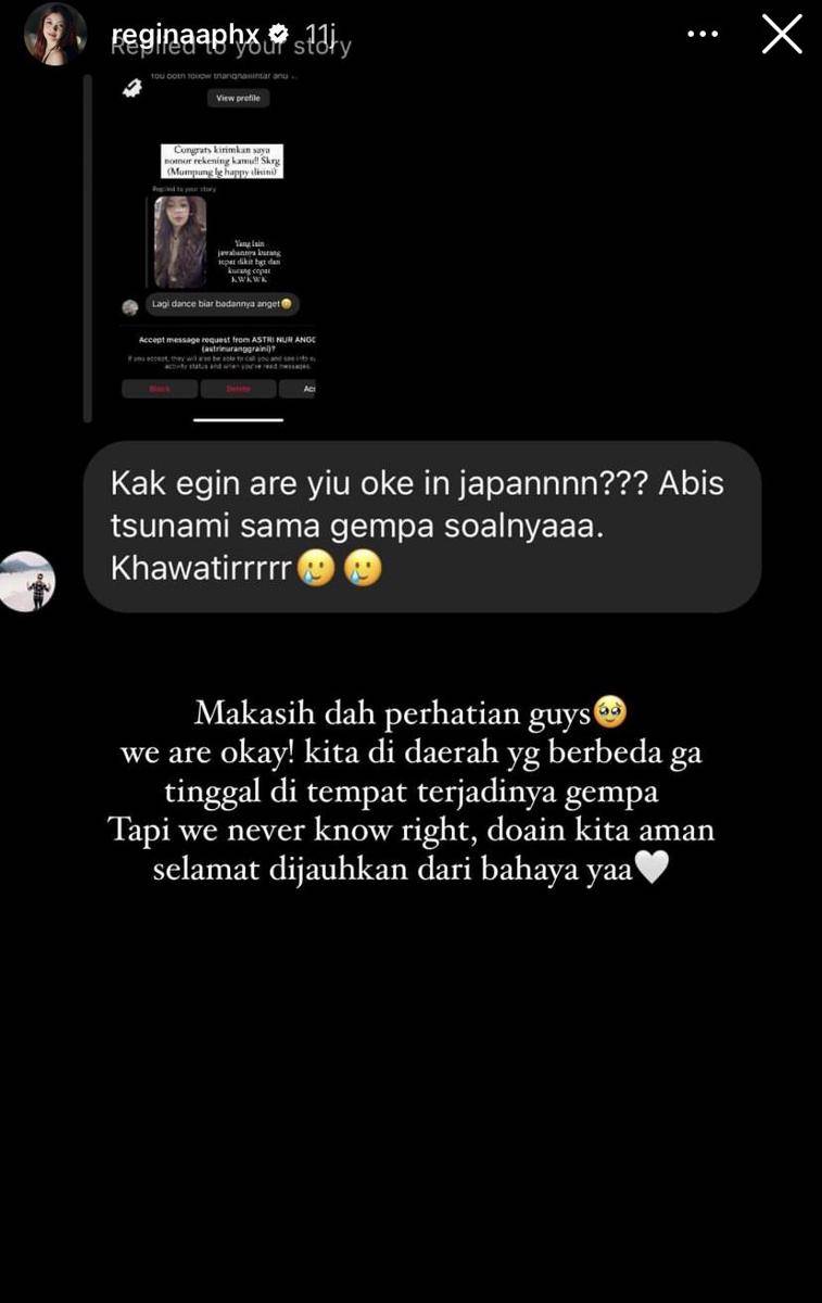 potret Okin dan Regina Phoenix liburan di Jepang (Instagram.com/reginaaphx)