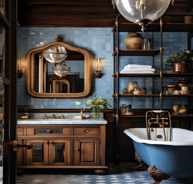 ilustrasi gaya desain kamar mandi klasik (freepik.com/freepik))