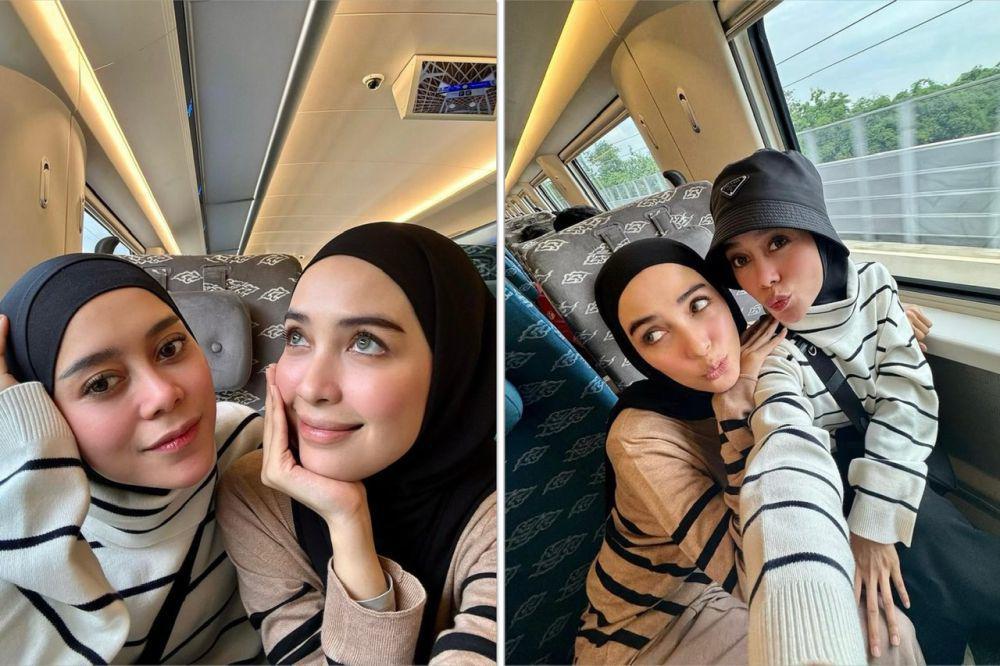 10 Potret Trip Lesti Kejora dan Hamidah Naik Kereta Cepat