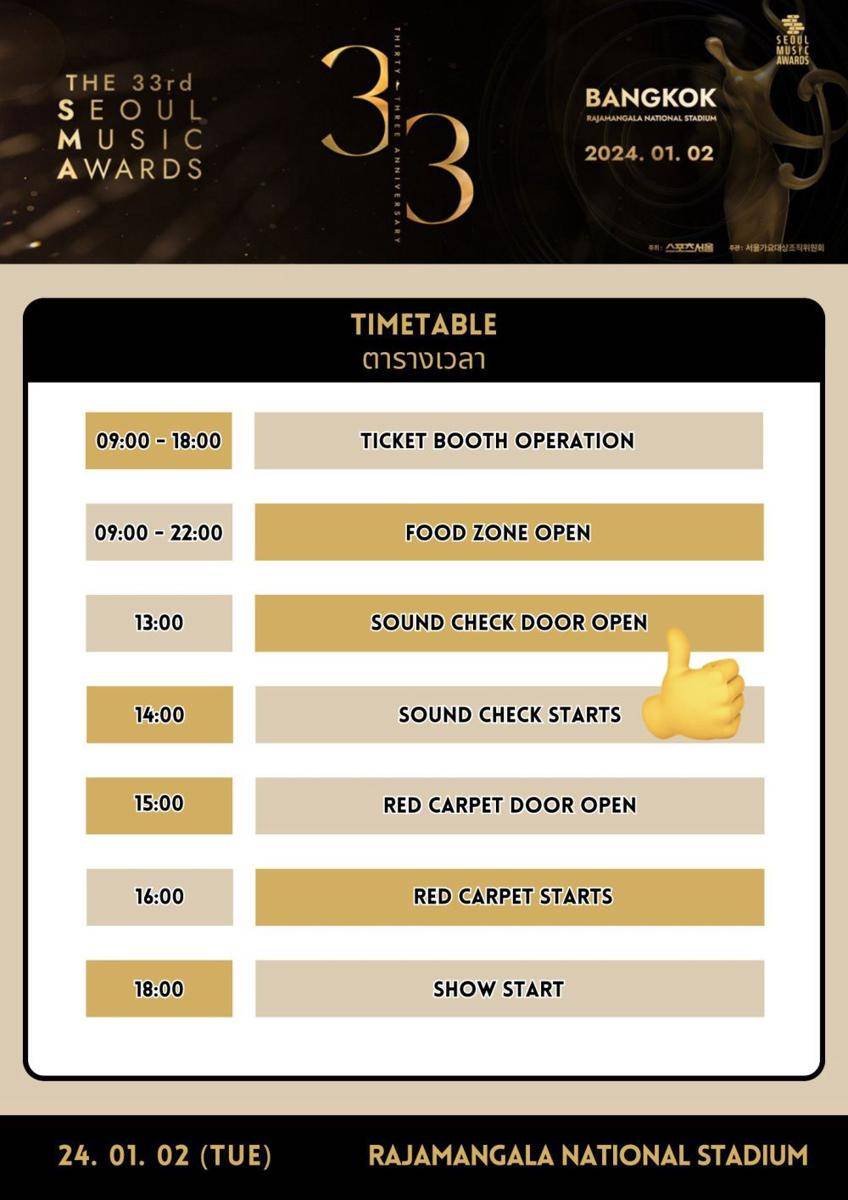 jadwal soundcheck 33rd SMA 2024 yang seharusnya (twitter.com/nandoongg)