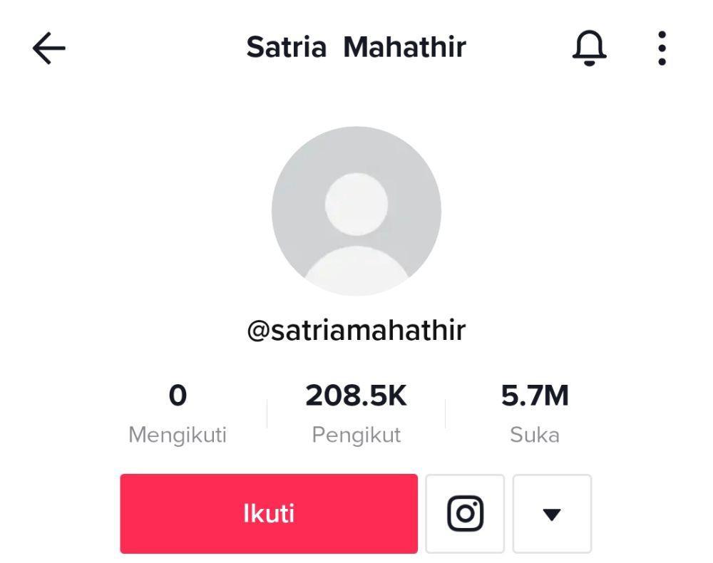 Tangkapan layar akun sosial media Tik Tok milik Satria Mahathir (istimewa)