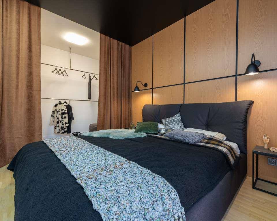 ilustrasi dekorasi kamar tidur dengan nuansa hitam dan cokelat (pexels.com/Max Rahubovskiy)