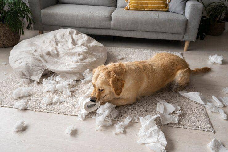 Ilustrasi anjing bermain dengan tisu toilet (freepik.com/freepik)