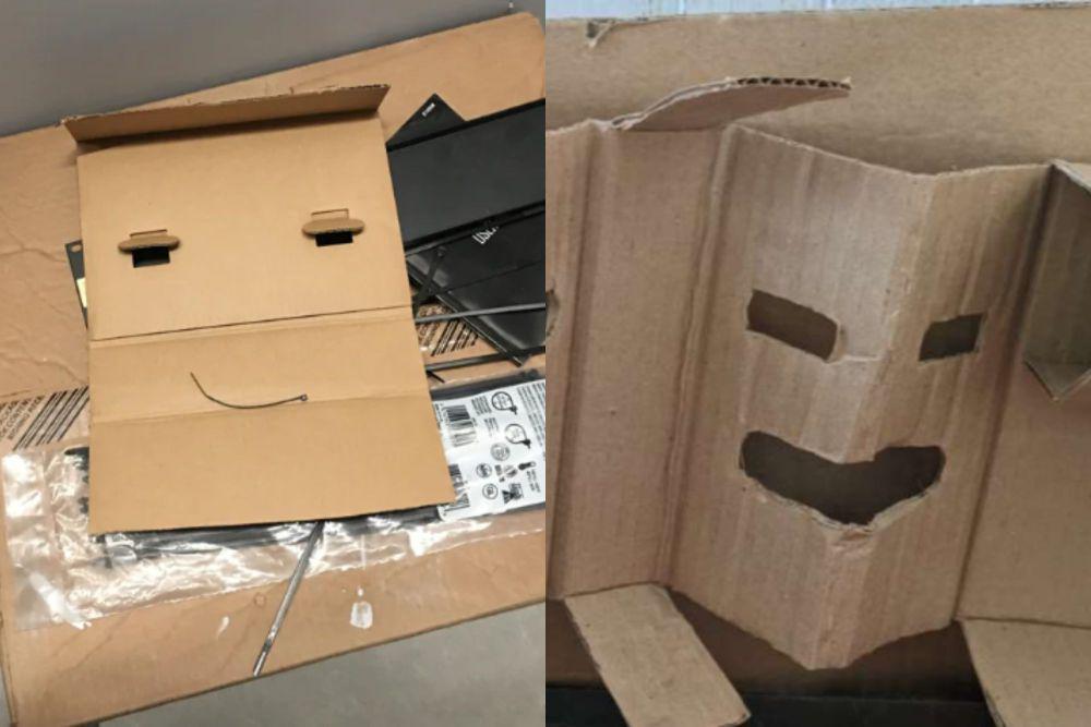10 Potret Lucu Pareidolia pada Kardus, Ekspresinya Kocak-Kocak!