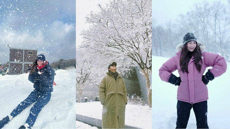 7 Momen Artis Thailand saat Bermain Salju, Dinginnya Bikin Happy!