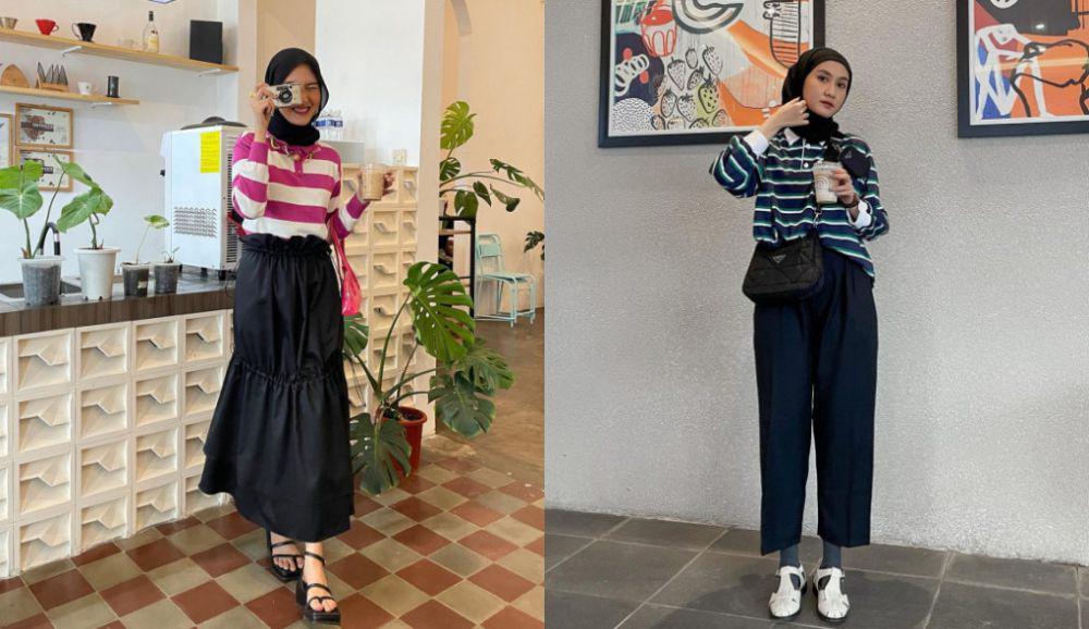 9 Inspirasi Outfit Kasual ala Inas Rana, Gemar Pakai Atasan Motif!
