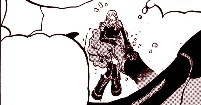 Bonney tak berdaya di hadapan Saturn. (mangaplus.shueisha.co.jp/One Piece)