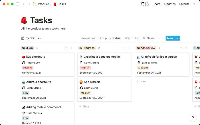 Contoh template catatan tugas harian (notion.so/blog/create-perfect-task-list-template)