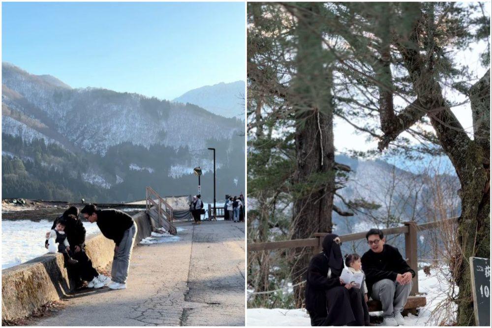 9 Potret Natta Reza dan Keluarga Main Salju di Shirakawa-go