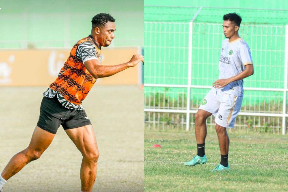 Dua mantan pemain PSM Makassar, Osas Saha (PSBS Biak) dan Rachmat Latief (Persipal Palu). (Kolase Berbagai Sumber)