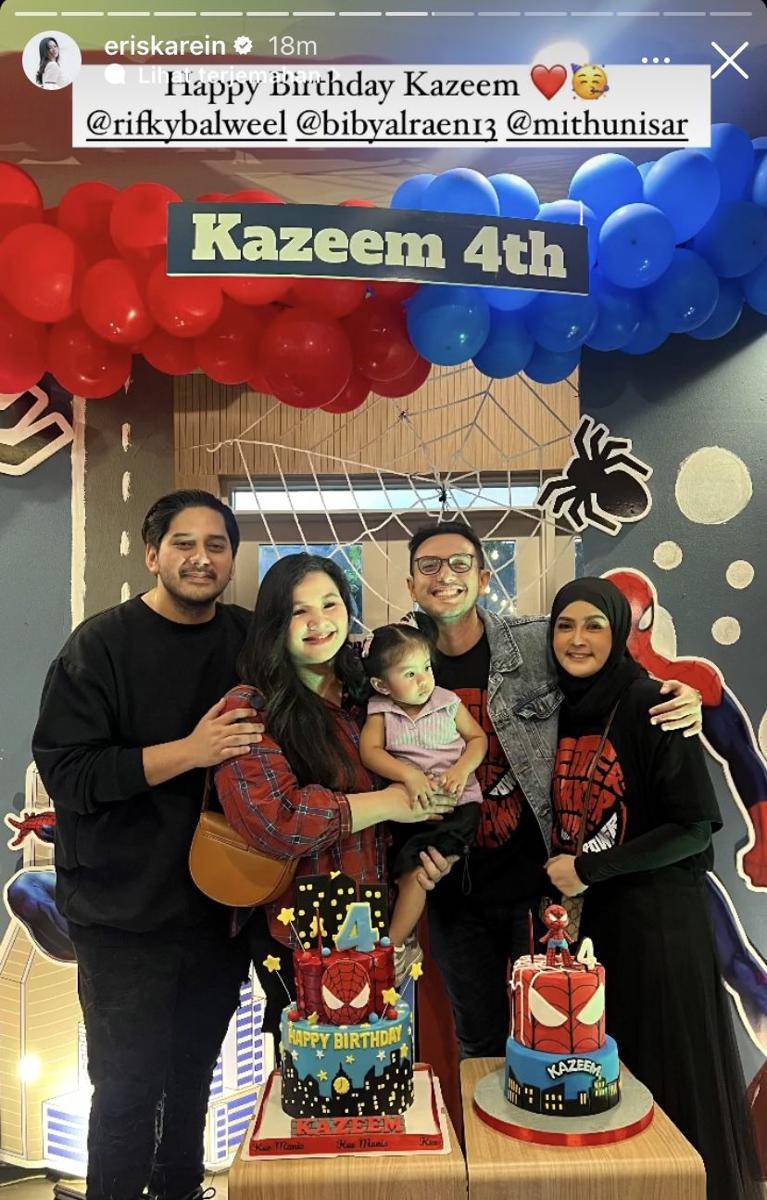 potret tamu artis di perayaan ultah ke-4 Kazeem anak Rifky Balweel (Instagram.com/eriskarein)