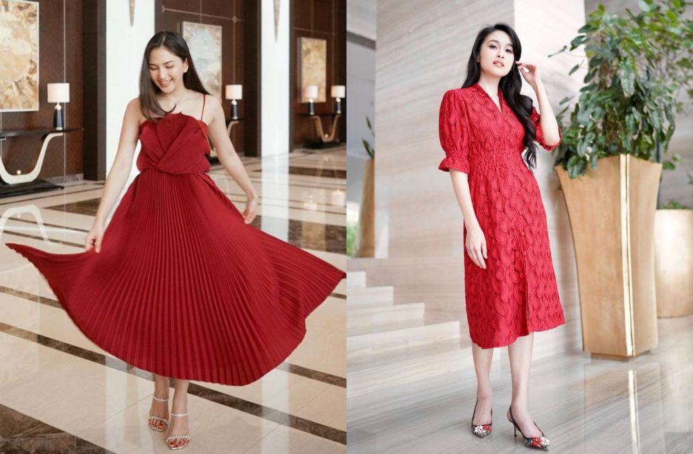 9 Kumpulan Ide Outfit Dress Merah untuk Persiapan Imlek