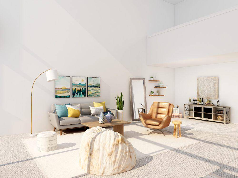 Living room dengan cermin (unsplash.com/Collov Home Design)