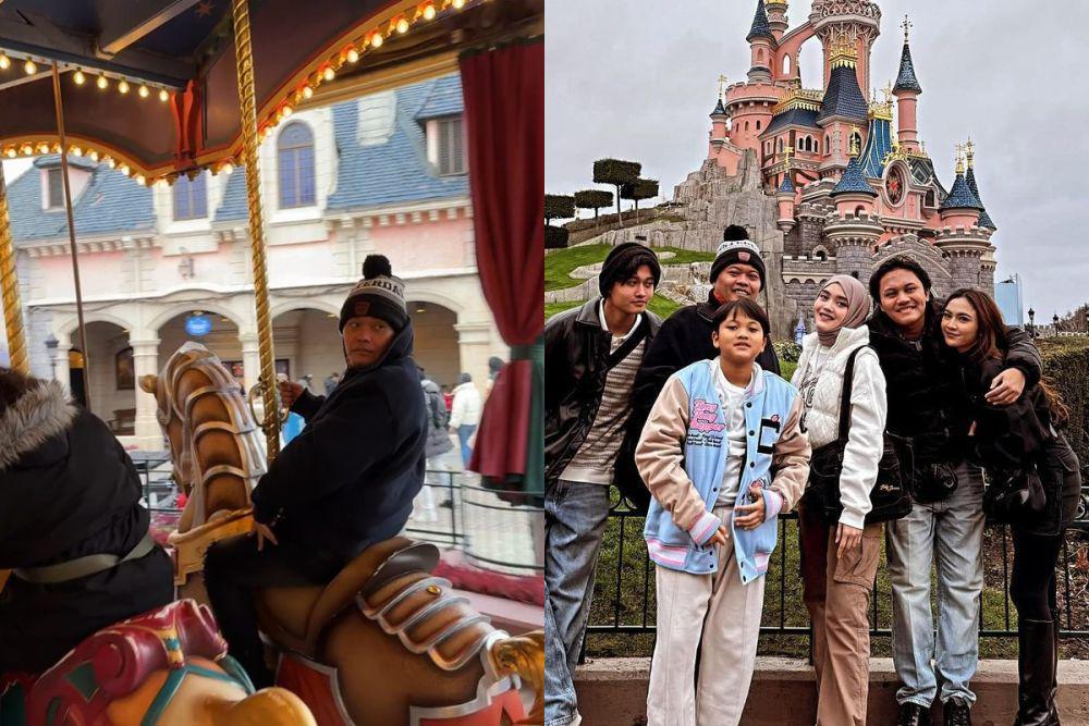 7 Potret Keluarga Sule di Disneyland Paris, Girang Naik Komidi Putar