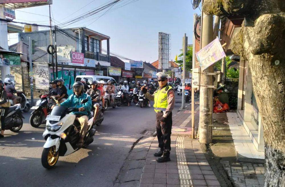 Padatnya lalu lintas di sekitar Berawa, Canggu (Instagram.com/@satlantas_resbadung)
