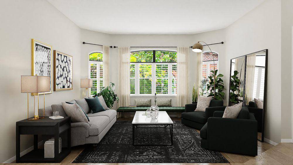 Living room dengan cermin (unsplash.com/Spacejoy)