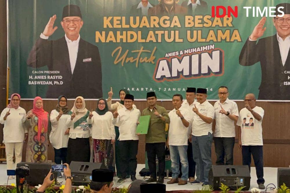 Keluarga Besar Nahdlatul Ulama Resmi Deklarasi Dukung Anies-Muhaimin pada Minggu (7/1/2024). (IDN Times/Aryodamar)
