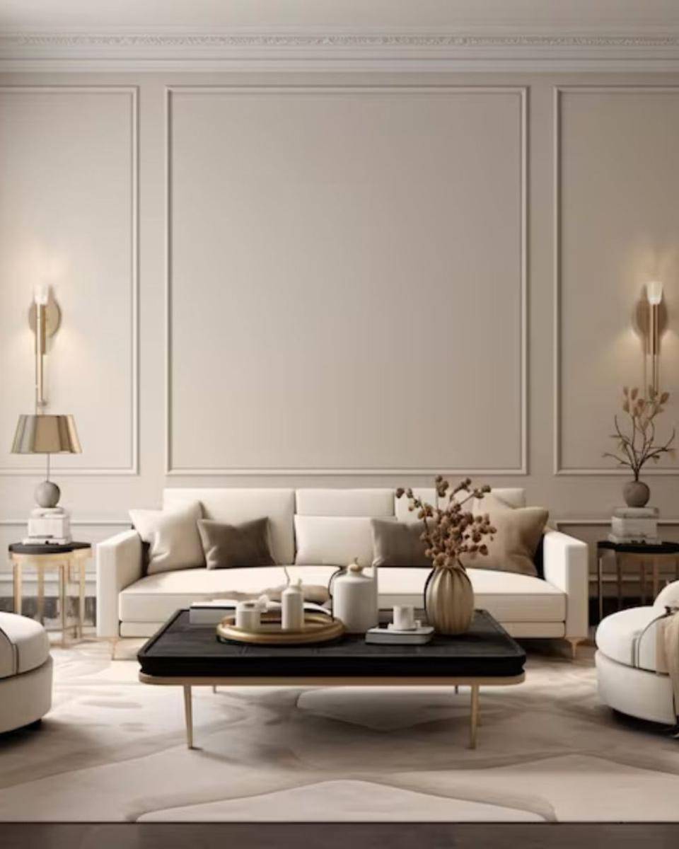 ide desain wall moulding untuk ruang tamu (etsy.com)