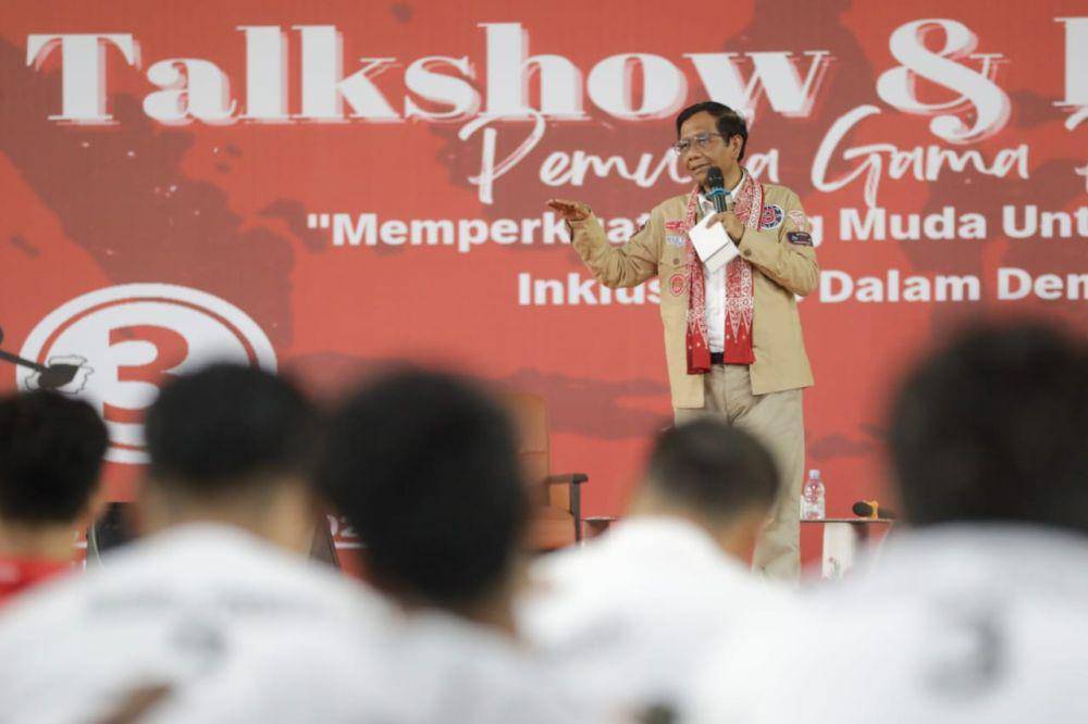 Mahfud MD hadir dalam acara deklarasi relawan bernama Pemuda Gama Pantura di Indramayu, Jawa Barat, pada Senin (8/1/2024) (IDN Times/Istimewa)