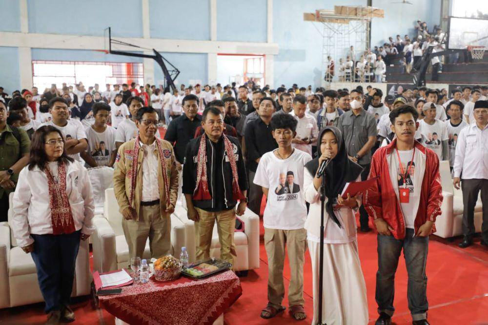 Mahfud MD hadir dalam acara deklarasi relawan bernama Pemuda Gama Pantura di Indramayu, Jawa Barat, pada Senin (8/1/2024) (IDN Times/Istimewa)
