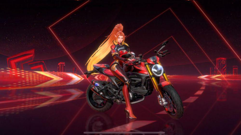 Irithel dengan Ducati Monster SP yang gagah. (dok. Moonton/Mobile Legends)