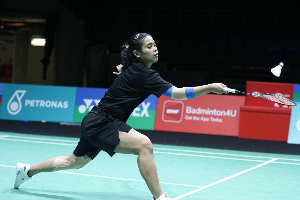 Gregoria Mariska Tunjung dalam sesi latihan jelang Malaysia Open 2024 (dok. PP PBSI)