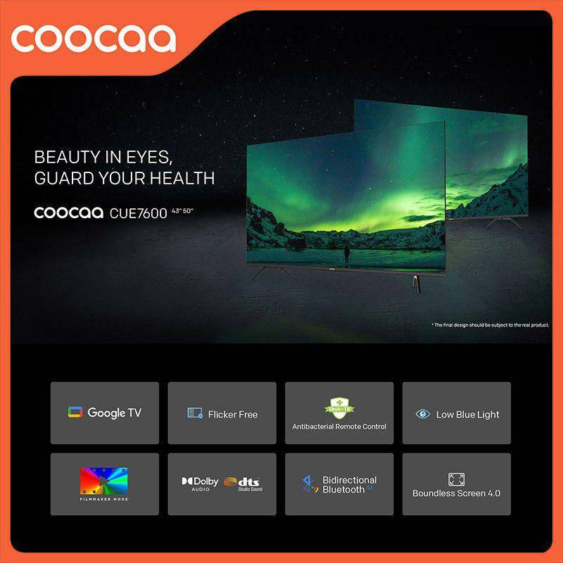 COOCAA TV 43 inch - Smart TV (Model : 43CUE7600) (tokopedia.com/Coocaa Official Store)