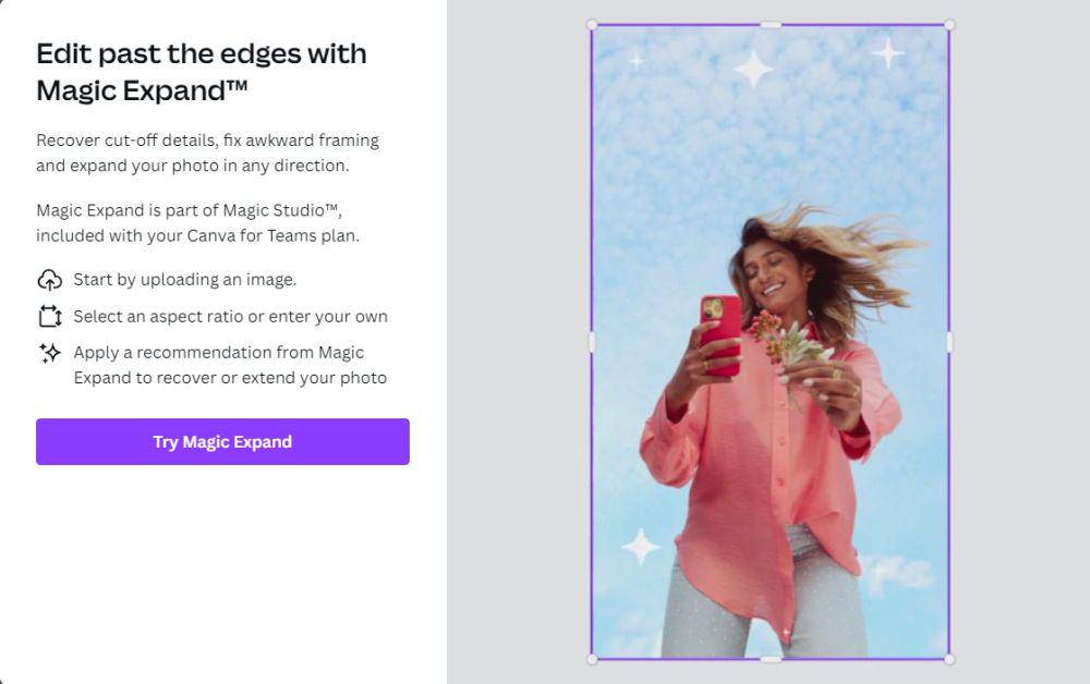 Potret tampilan magic expand (canva.com)