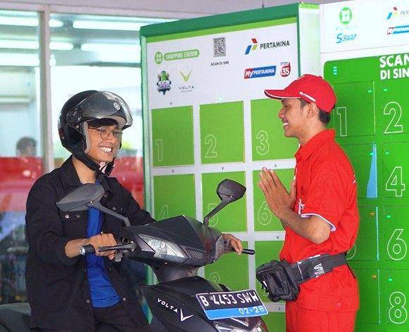 Pertamina Patra Niaga kini mulai mengoperasionalkan infrastruktur hilir kendaraan listrik, yakni Battery Swapping Station, bagi masyarakat umum. (dok. Pertamina)