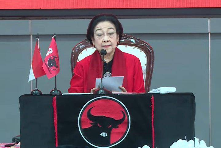 Ketum PDIP, Megawati Soekarnoputri dalam acara HUT ke-51 PDIP. (youtube.com/PDI Perjuangan)