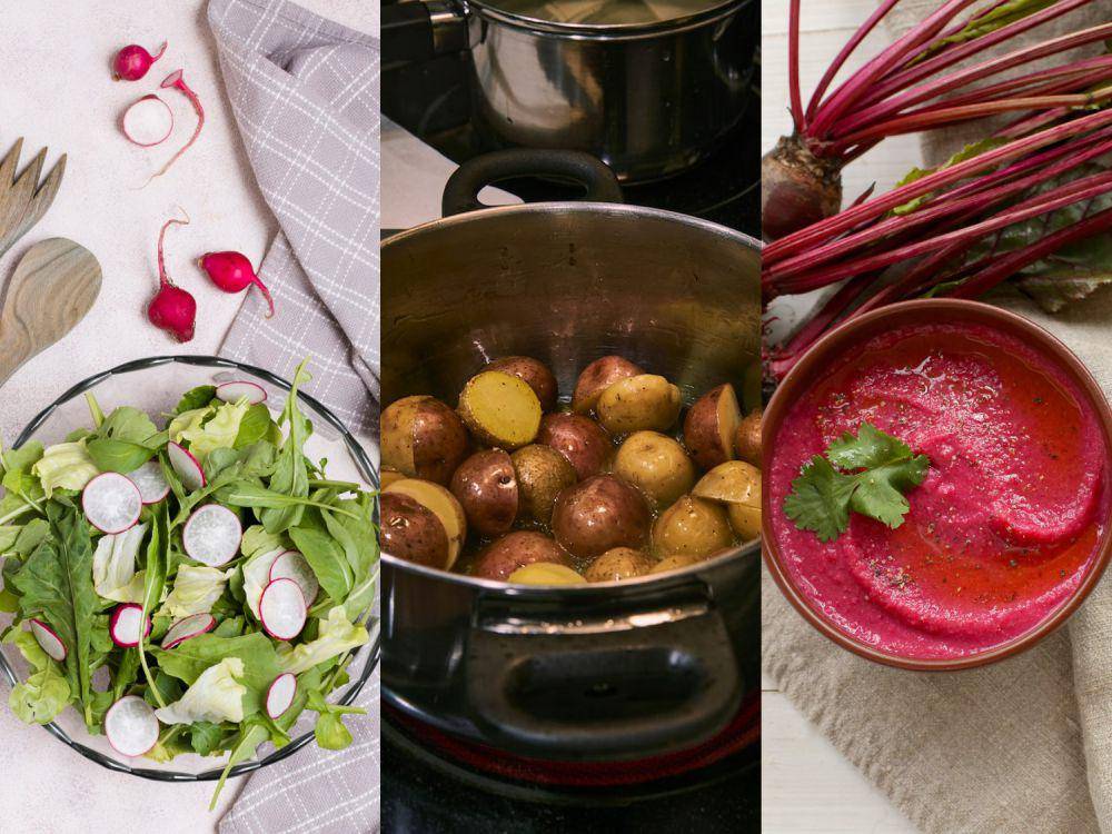 ilustrasi olahan radish, turnip, dan buah bit (freepik.com/freepik | unsplash.com/suicide_chewbacca | freepik.com/racool-studio)