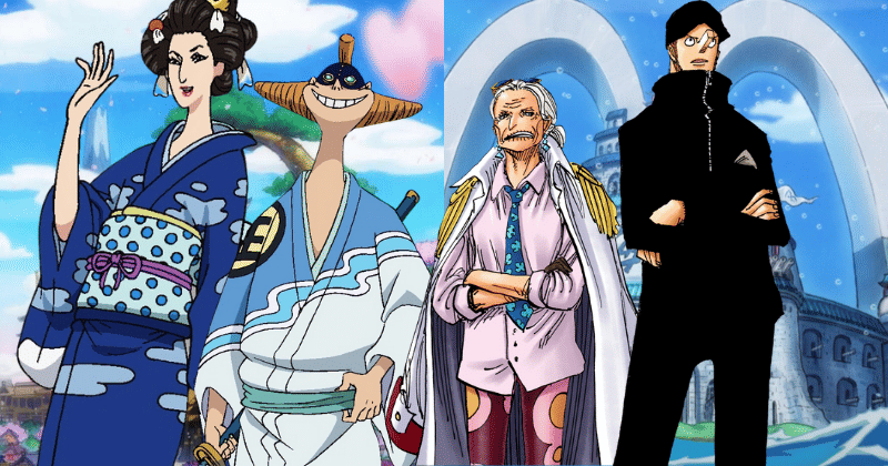 O-Tsuru dan Kaku dari Wano, Tsuru dan Kaku dari Pemerintah Dunia. (Berbagai sumber)