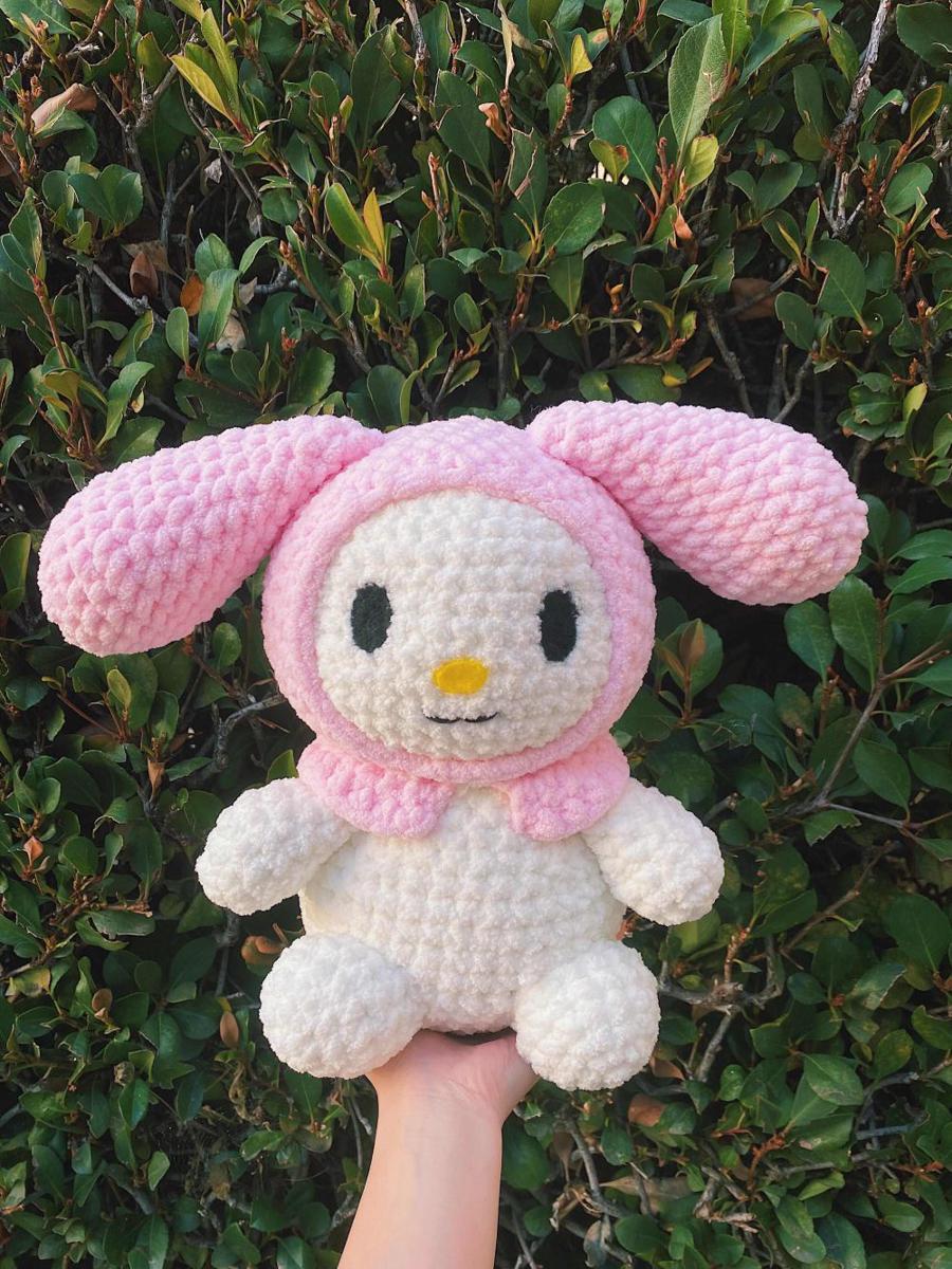 potret rajutan tangan bentuk My Melody (reddit.com/user/Karpynares)