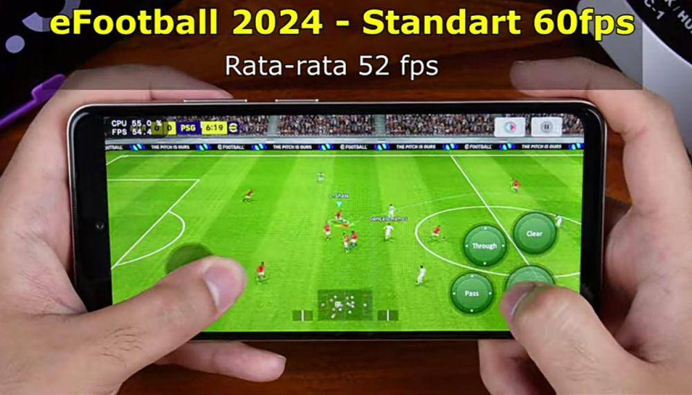 eFootball 2024 berjalan di Infinix Smart 8 (youtube.com/LegawaGadget)