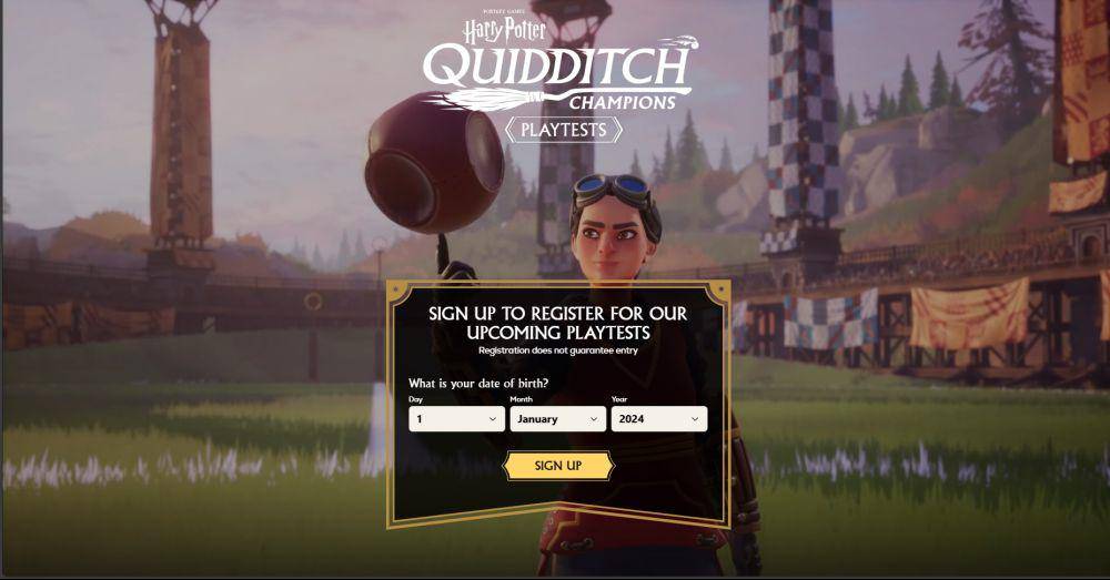 tampilan situs resmi Harry Potter: Quidditch Champions (quidditchchampions.com)