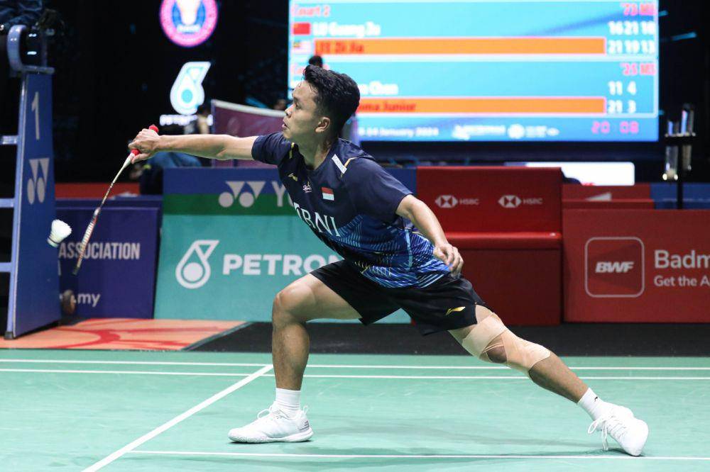 Anthony Sinisuka Ginting di babak 32 besar Malaysia Open 2024 (dok. PP PBSI)