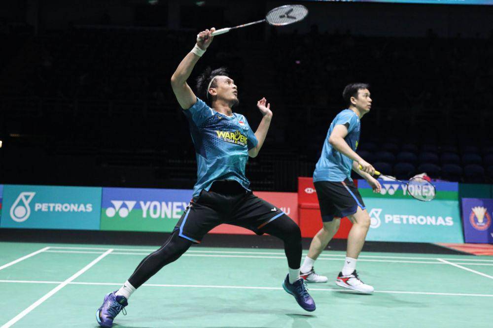 Hendra Setiawan/Mohammad Ahsan di Malaysia Open 2024 (dok. PP PBSI)
