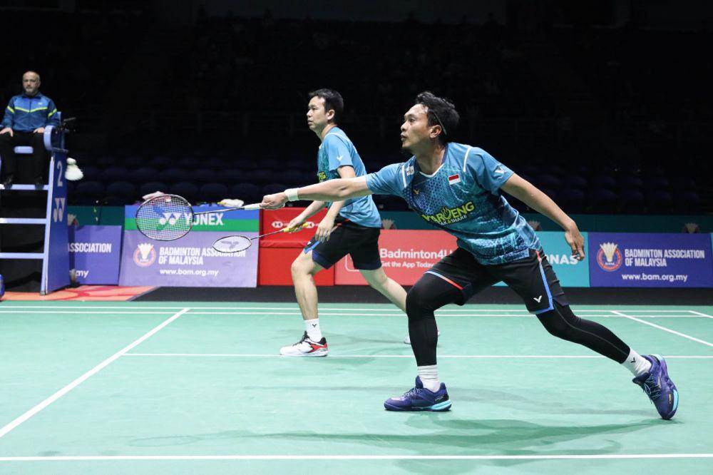 Hendra Setiawan/Mohammad Ahsan di 32 besar Malaysia Open 2024 (dok. PP PBSI)