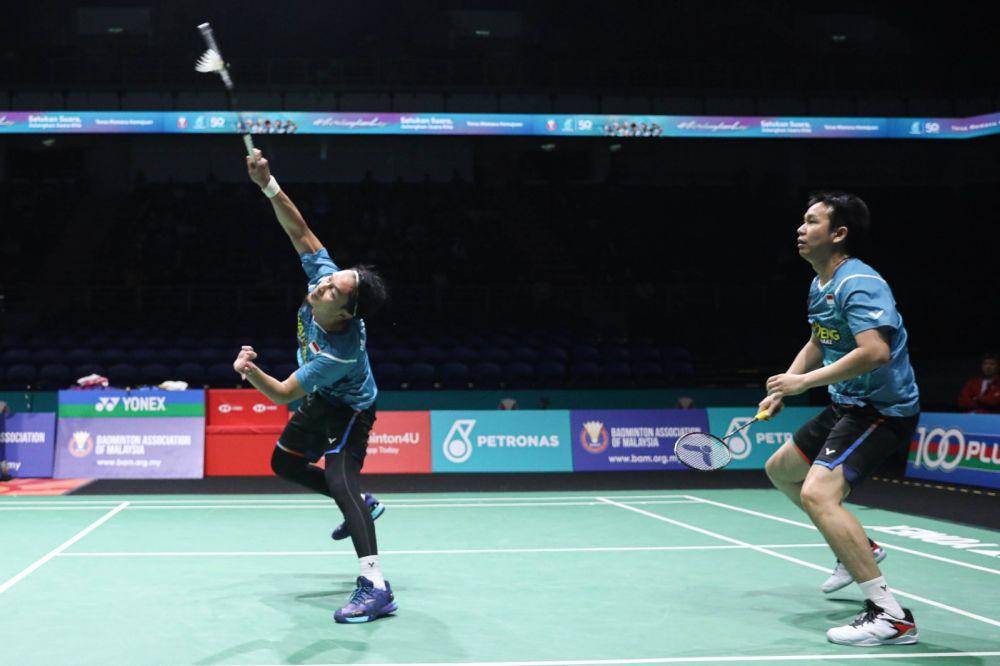 Hendra Setiawan/Mohammad Ahsan di 32 besar Malaysia Open 2024 (dok. PP PBSI)