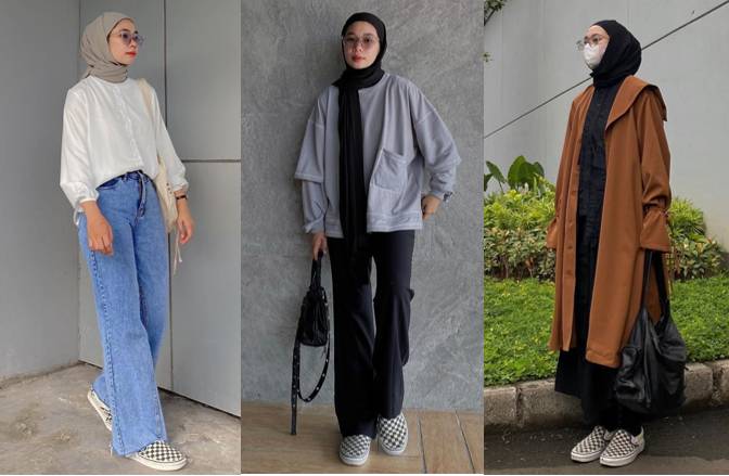 ide mix and match checkerboard sneakers ala Fitri Hasiani (instagram.com/_kakpit)
