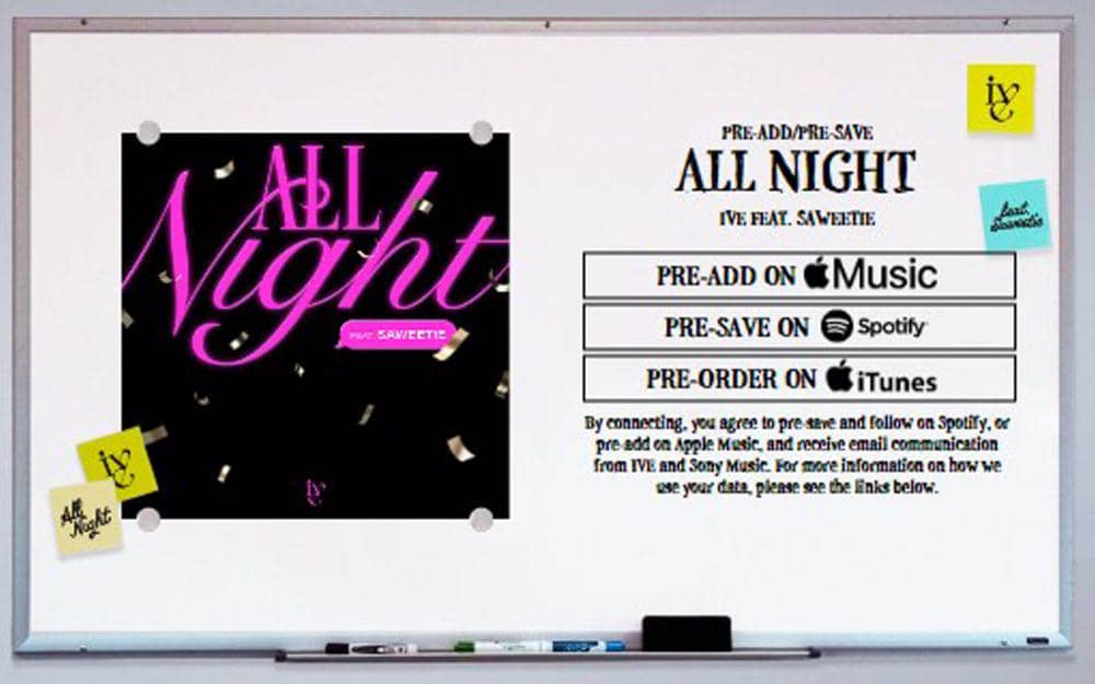poster pre-save lagu "All Night" (starship.com)