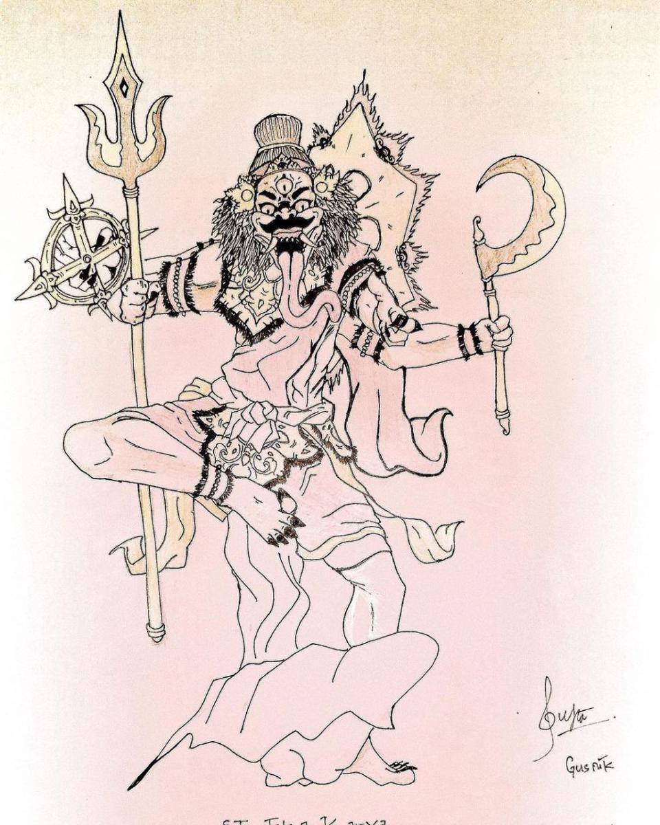 Sketsa ogoh-ogoh Sang Hyang Rudra. (Instagram.com/stt_eka_karya)