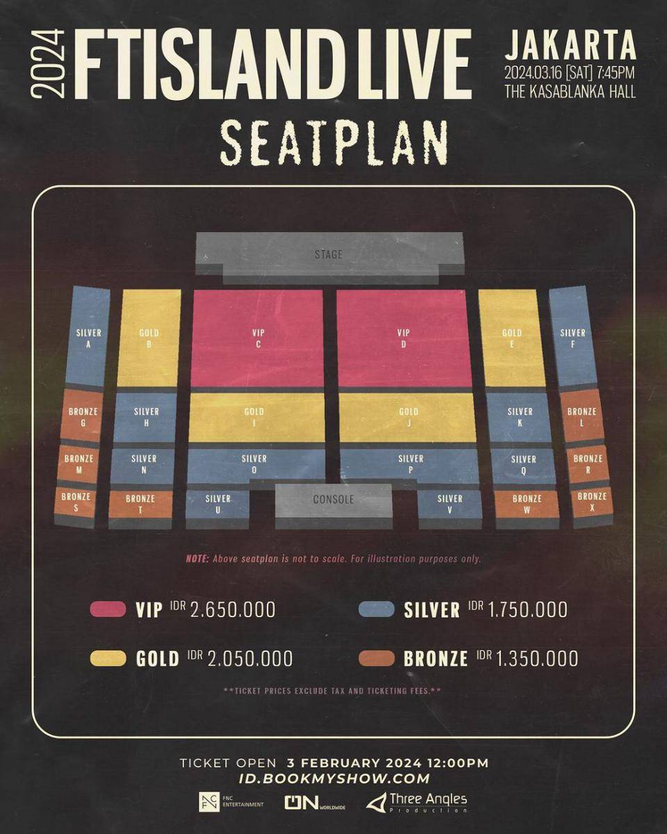 harga tiket konser FTISLAND di Jakarta (instagram.com/threeanglesproduction)