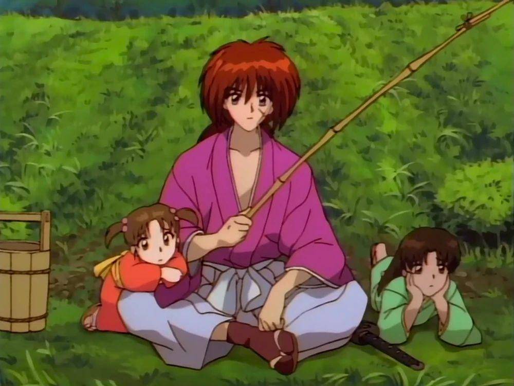 KenshinFishingWithAyameAndSuzume (dok. Animax/Rurouni Kenshin)