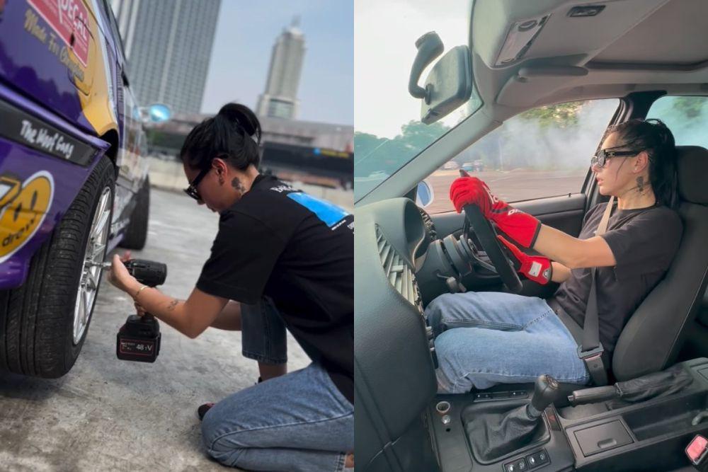 7 Potret Wendy Walters Dongkrak Ban sebelum Nge-drift