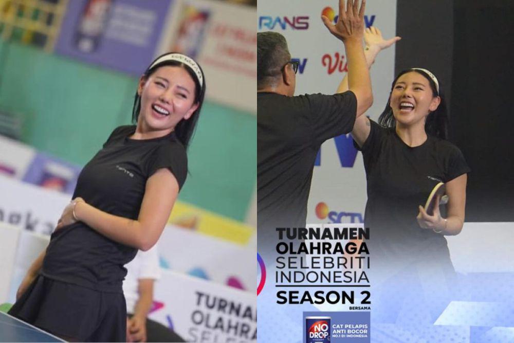 7 Potret Wendy Walters Menang Tenis Meja, Duet dengan Cing Abdel!