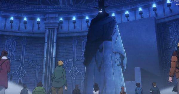Patung dewa berdiri setelah mendapat penghormatan dari para hunter ( Dok. A-1 Pictures / Solo Leveling )