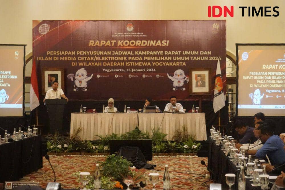 Rapat Koordinasi Persiapan Penyusunan Jadwal Kampanye Rapat Umum dan Iklan di Media Cetak/Elektronik pada Pemilihan Umum Tahun 2024 di wilayah DIY. (IDN Times/Herlambang Jati Kusumo)