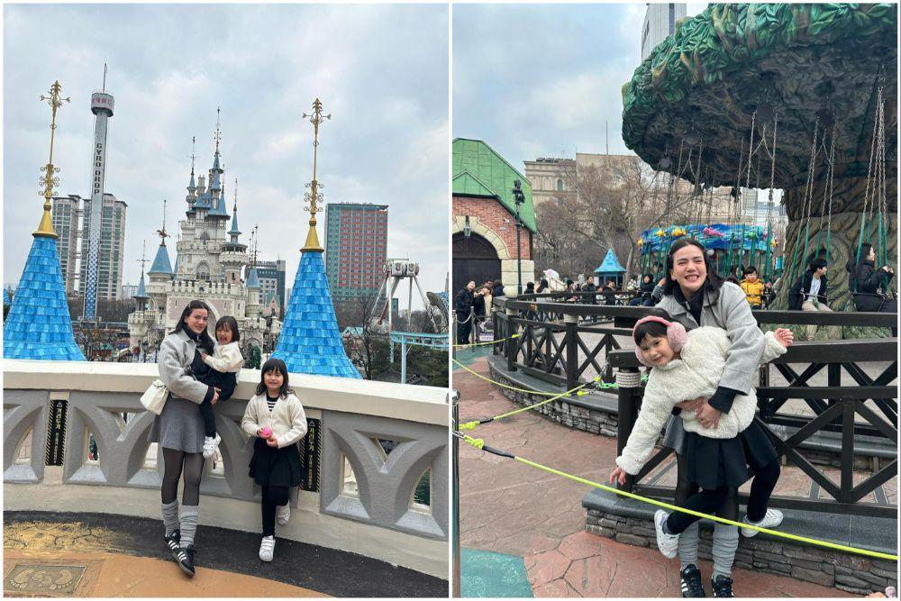 9 Potret Keluarga Alice Norin ke Lotte World di Seoul, Banyak Wahana!